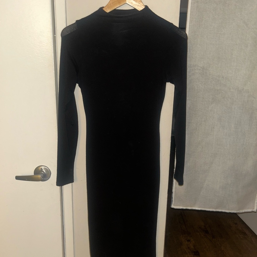 Naked Wardrobe Black Long-Sleeve Midi Dress - Picture 5 of 5